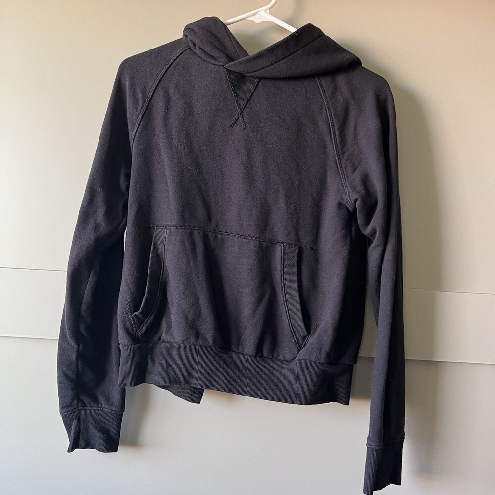 Athleta‎ Sweatshirt Moonrise Women XXS Open Split Back Yoga Hoodie Black Workout